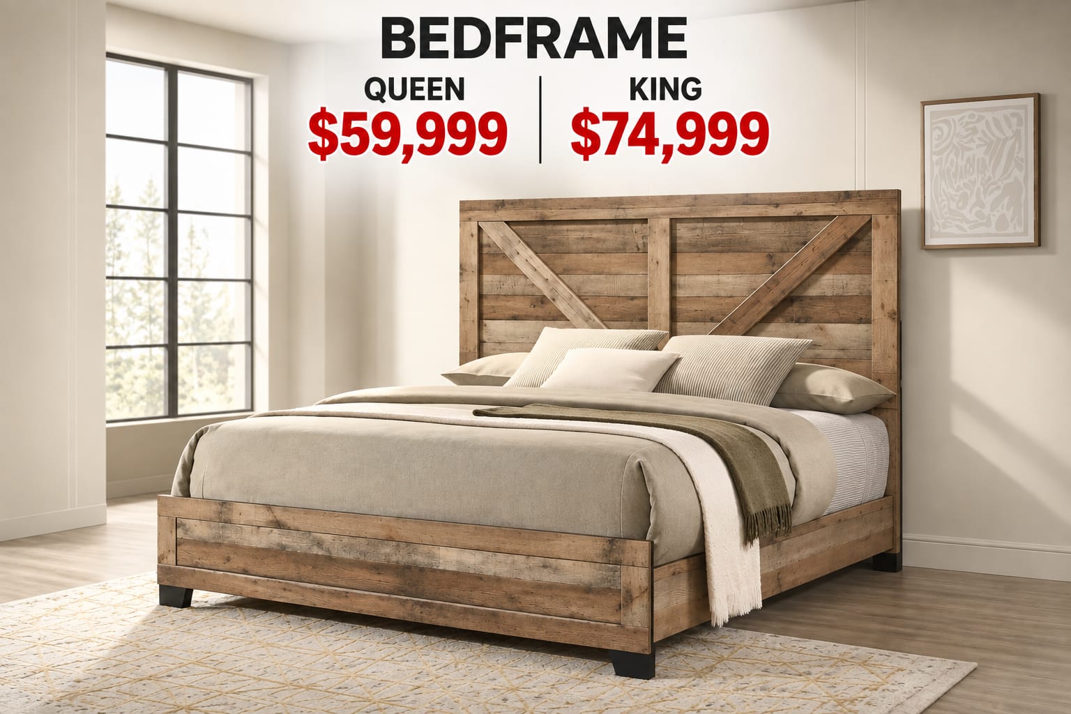 Pierre Natural Bedframe Queen